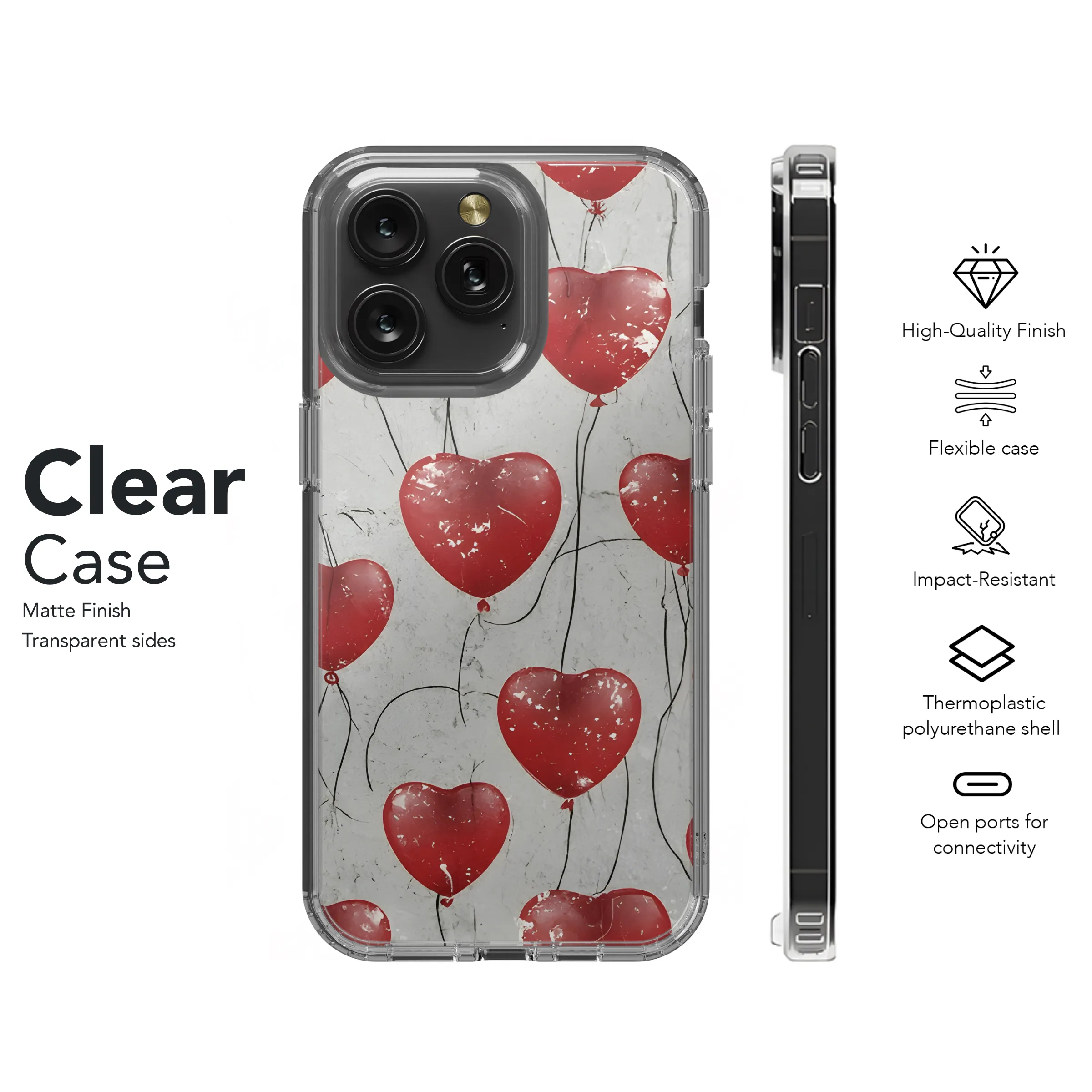 St. Valentine's Day Red Heart Balloons Phone Case iPhone Samsung Cover Pixel 3116