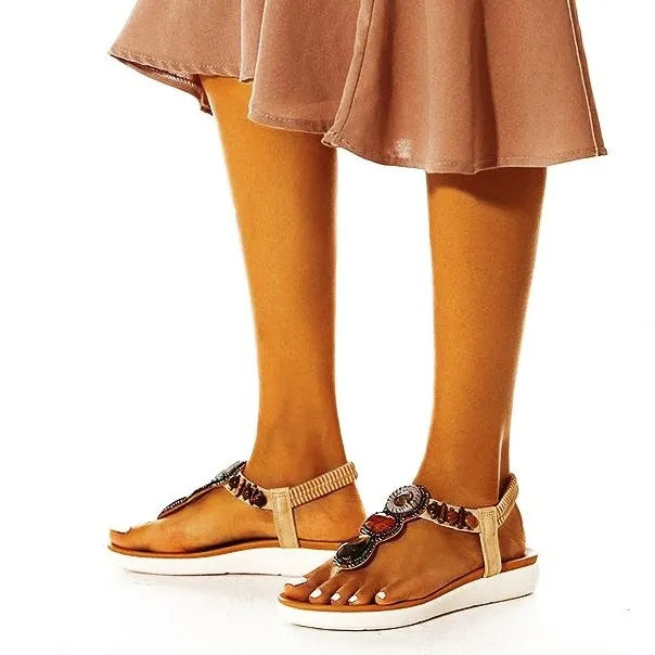Summer Bohemian Beaded Flip Flops Flat Sandal