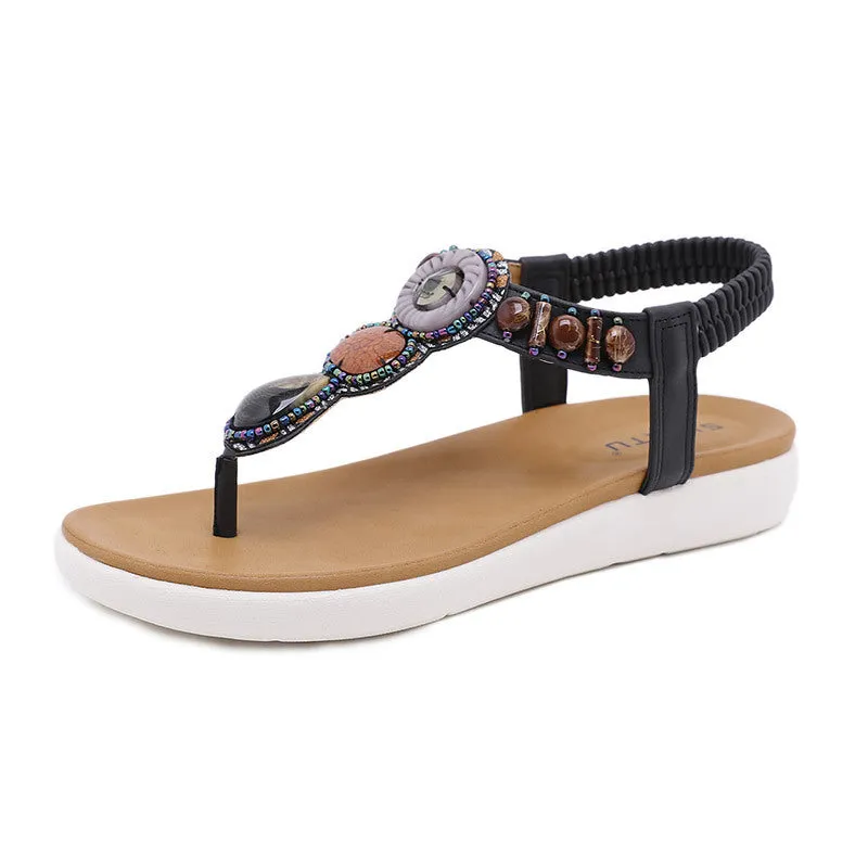 Summer Bohemian Beaded Flip Flops Flat Sandal