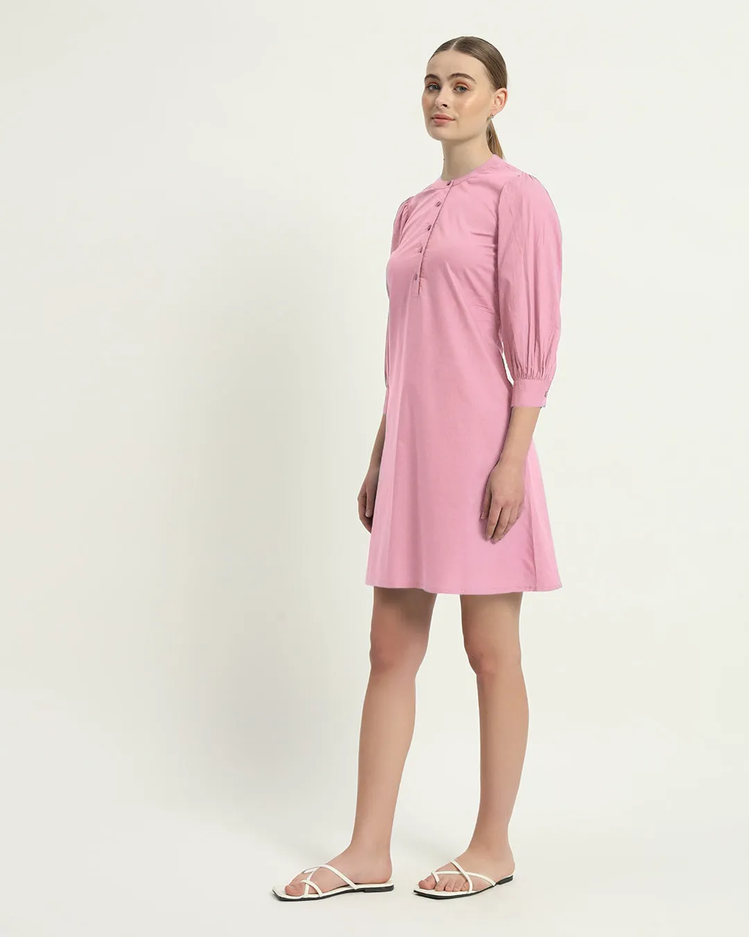 The Roslyn Fondant Pink Cotton Dress