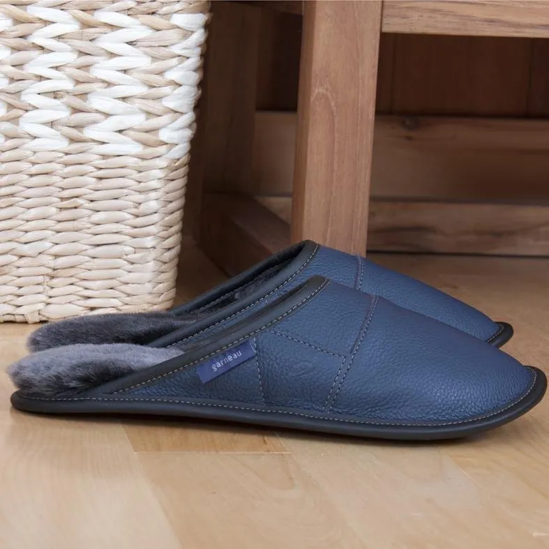 Two-tone All-purpose Leather Mule Slippers