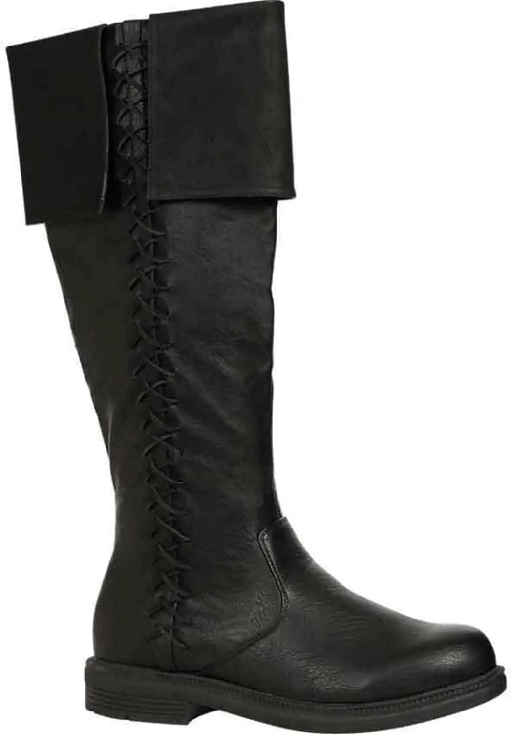 Unisex Renaissance Boot Faux Leather Mid Calf Lace Up Vintage Stage Pirate Viking Tied Shoes Jazz Boot