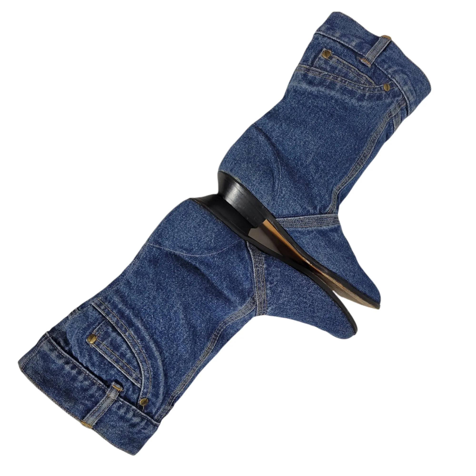 Vintage Denim Boots Azamra Matake Size 9