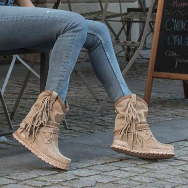 vintage tassel stone washed boots
