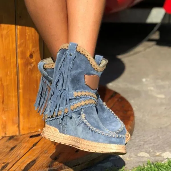 vintage tassel stone washed boots