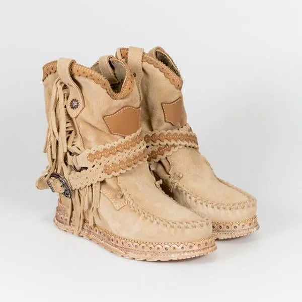 vintage tassel stone washed boots