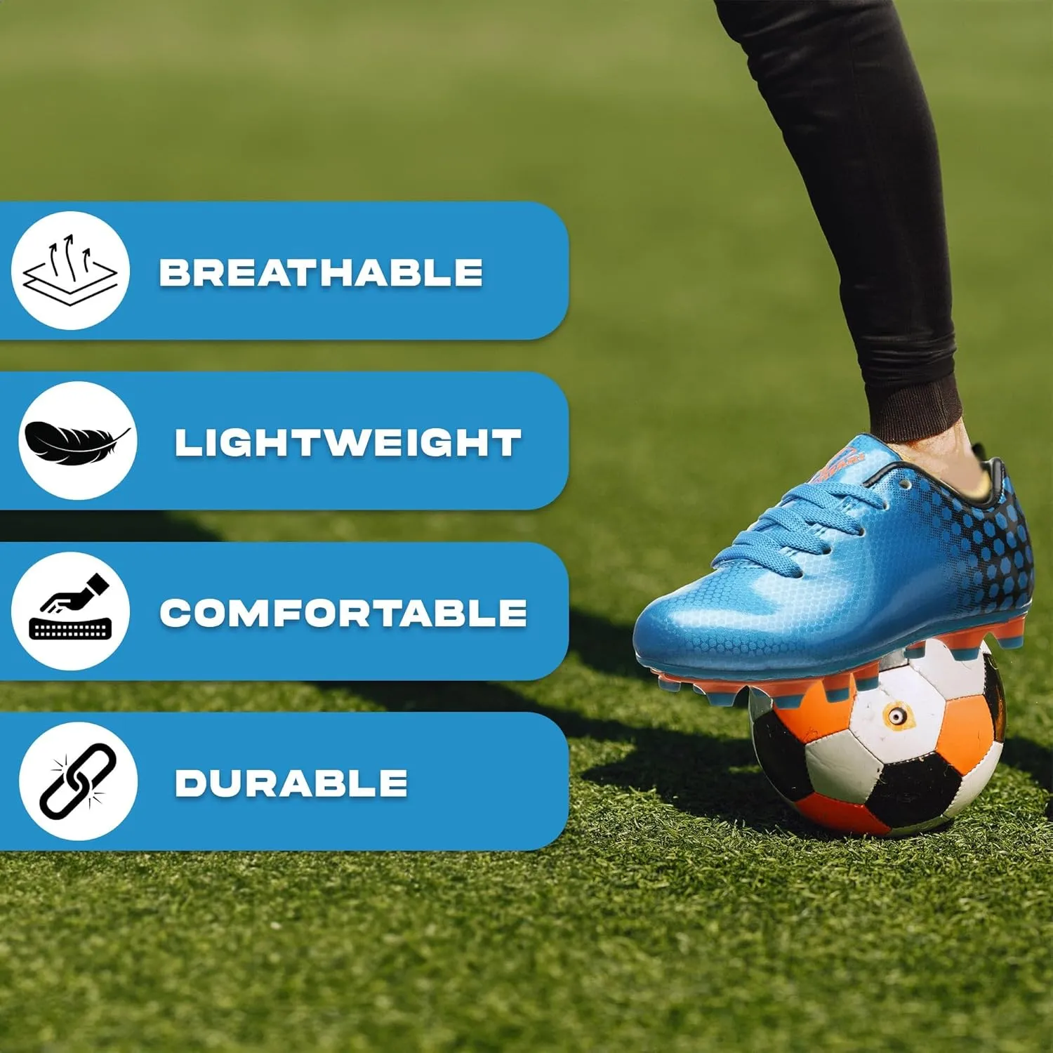 Vizari Palomar Firm Ground Soccer Shoes for Boys and Girls | Durable Synthetic Youth Soccer Cleats with Cushioned Sole for Stability | Secure Fit Kids Cleats with Padded Heel