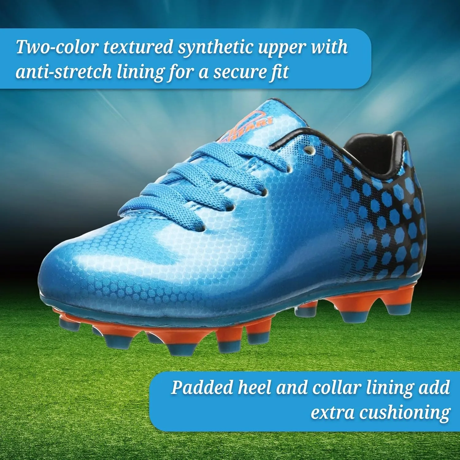 Vizari Palomar Firm Ground Soccer Shoes for Boys and Girls | Durable Synthetic Youth Soccer Cleats with Cushioned Sole for Stability | Secure Fit Kids Cleats with Padded Heel