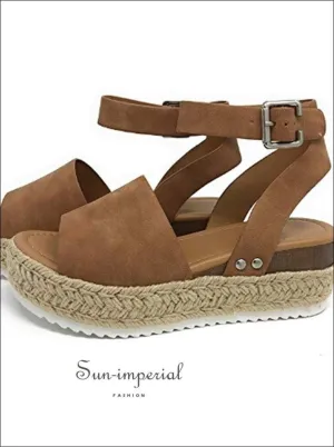 Wedges Shoes for Women High Heels Sandals Summer Outdoor Shoes - Brown