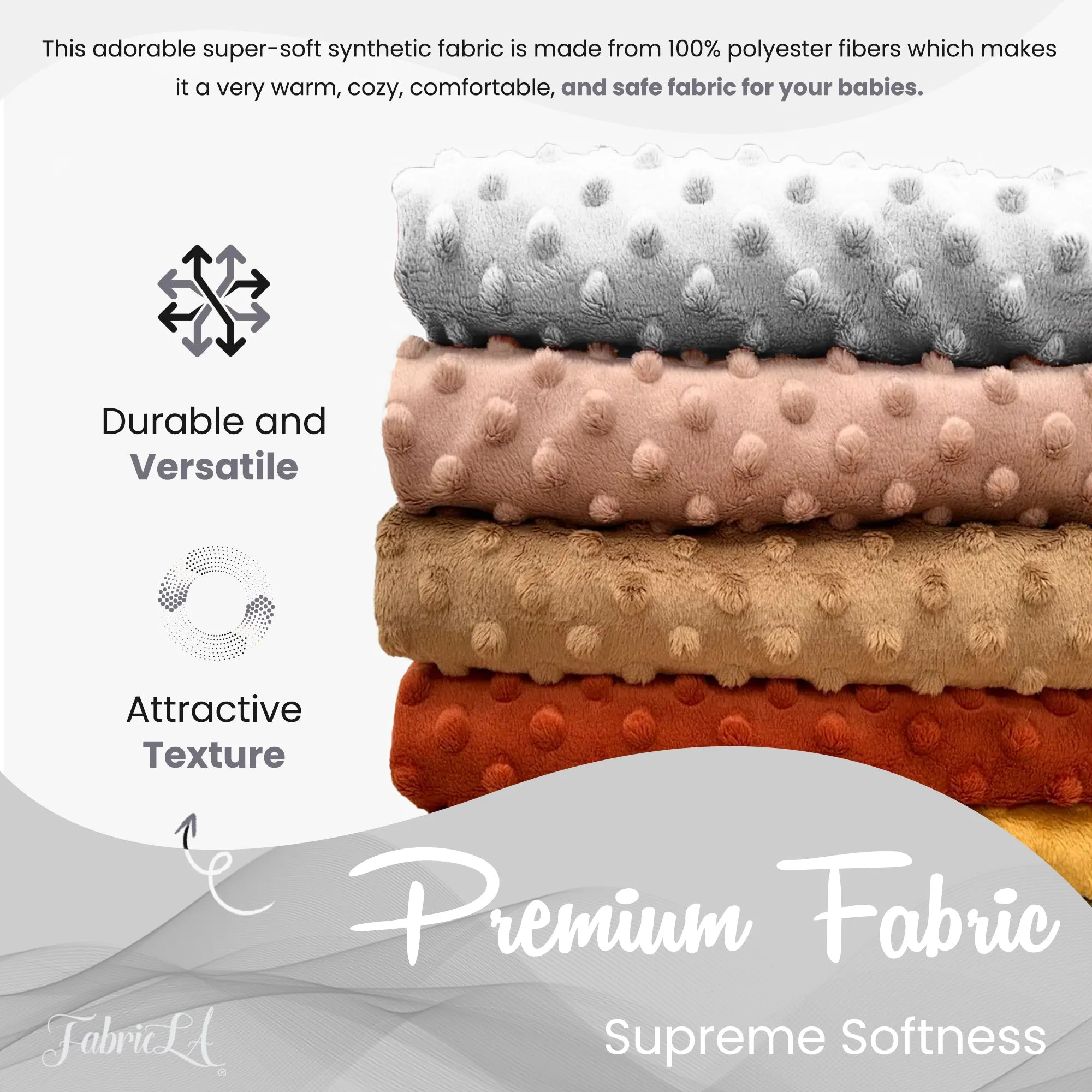 White Minky Fabric by the Yard | Oeko-TEX Certified Plush | 60" Wide for Baby Blankets & More