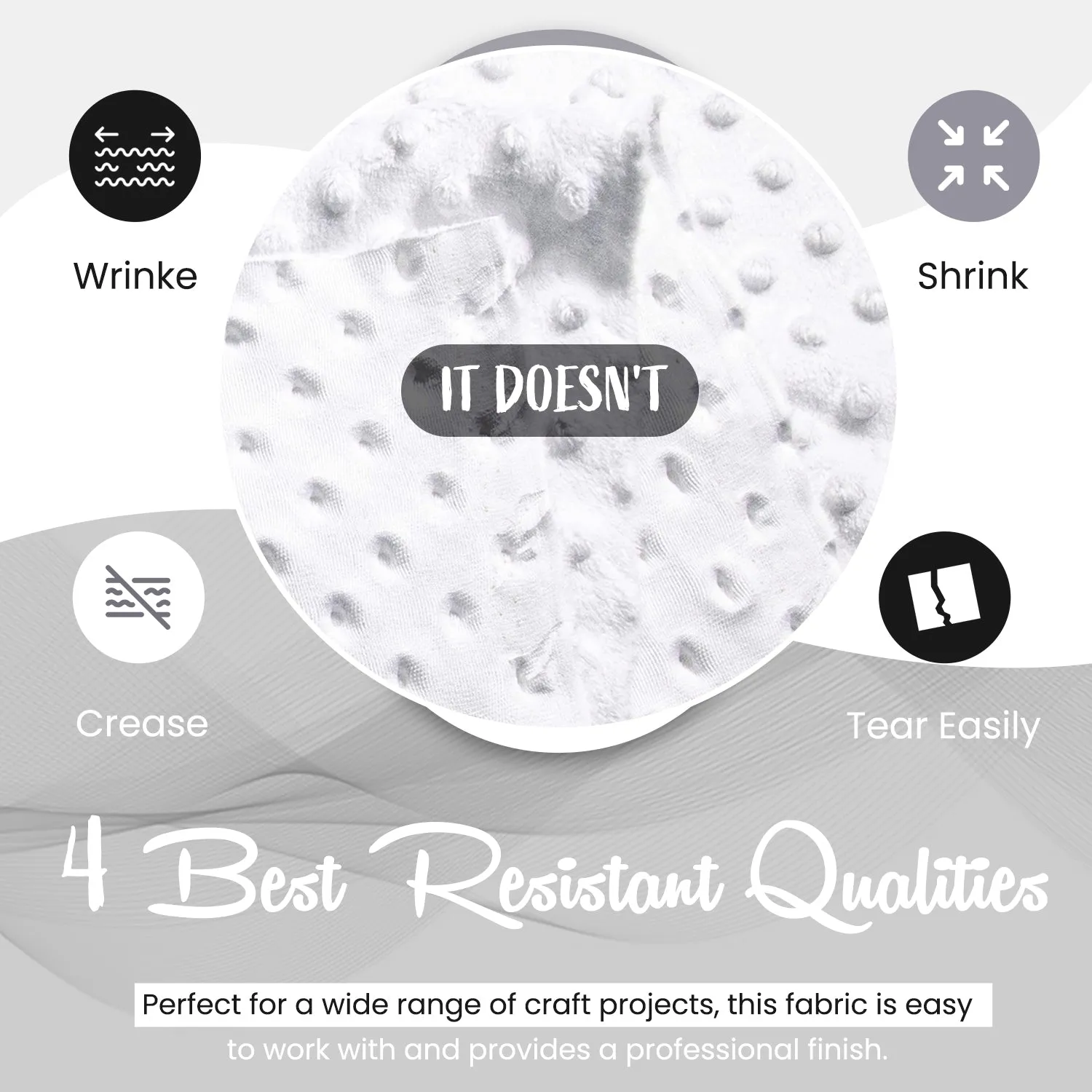 White Minky Fabric by the Yard | Oeko-TEX Certified Plush | 60" Wide for Baby Blankets & More