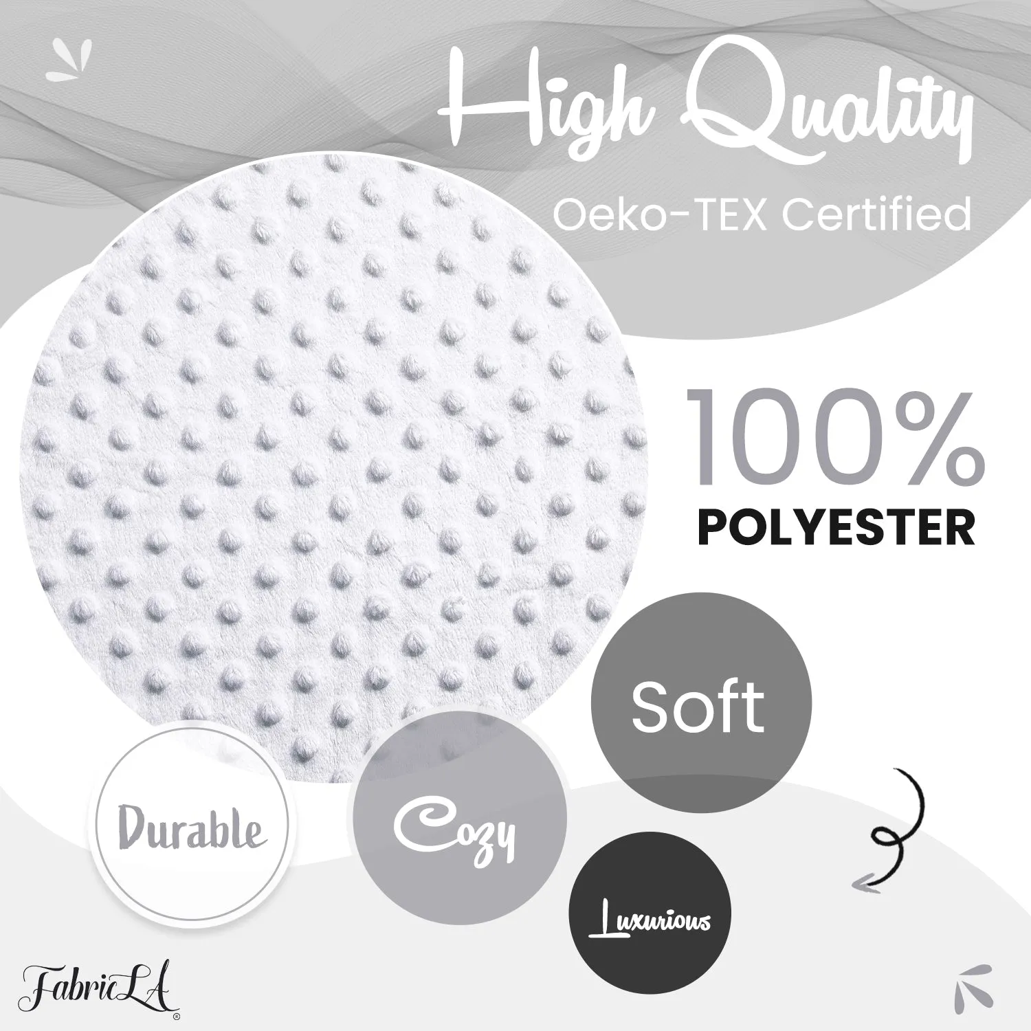 White Minky Fabric by the Yard | Oeko-TEX Certified Plush | 60" Wide for Baby Blankets & More