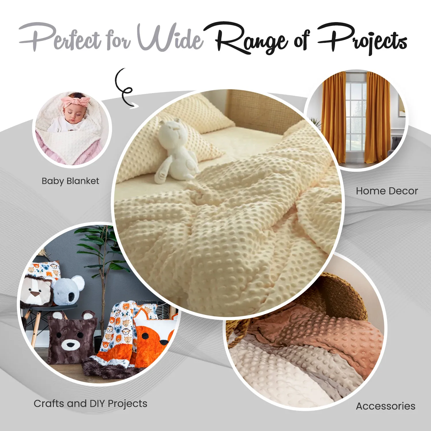 White Minky Fabric by the Yard | Oeko-TEX Certified Plush | 60" Wide for Baby Blankets & More