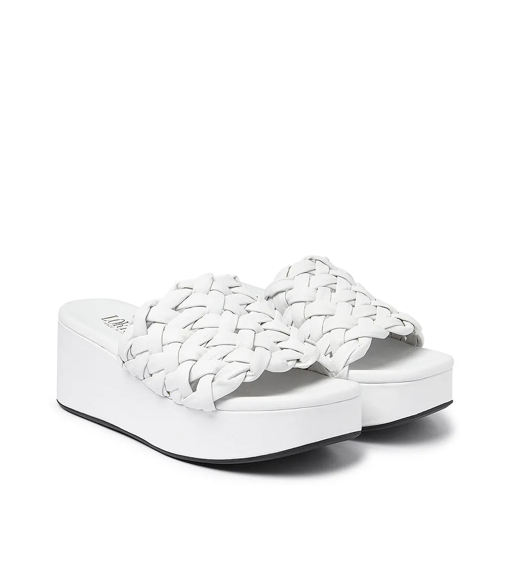 White nappa leather slides 