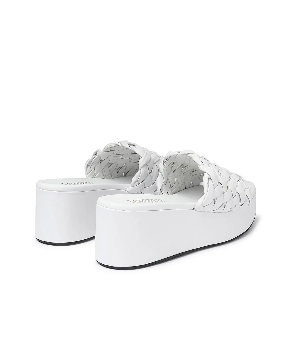 White nappa leather slides 