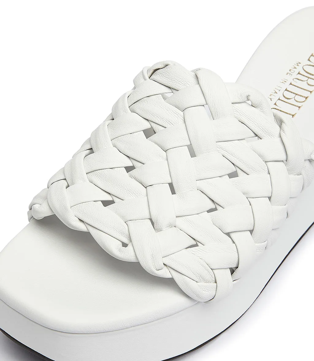White nappa leather slides 