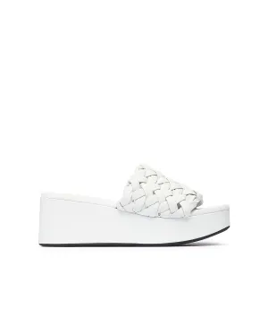 White nappa leather slides 