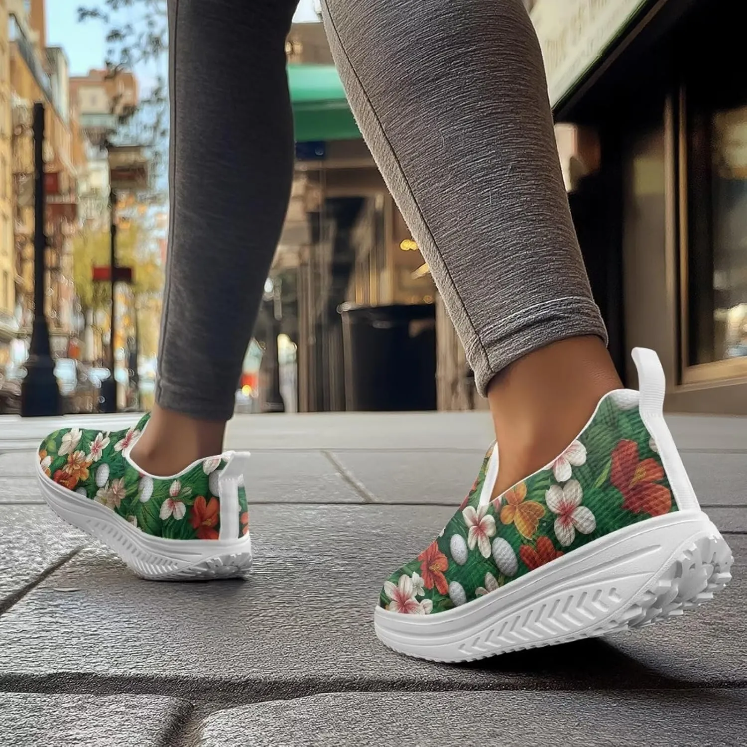 Women Walking Shoes Breathable Cushioned Workout Athletic Sneakers Lightweight Casual House Shoe Size 6-11 White Sole